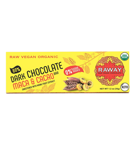 Raway Vegan Dark Chocolate Keto 80 Dark Chocolate Maca Cacao Bar