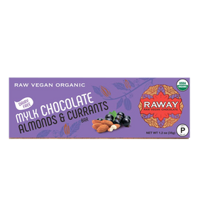Raway Vegan Milk Chocolate Paleo Mylk Chocolate Almonds Currants Bar